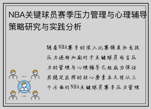 NBA关键球员赛季压力管理与心理辅导策略研究与实践分析