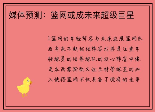 媒体预测：篮网或成未来超级巨星